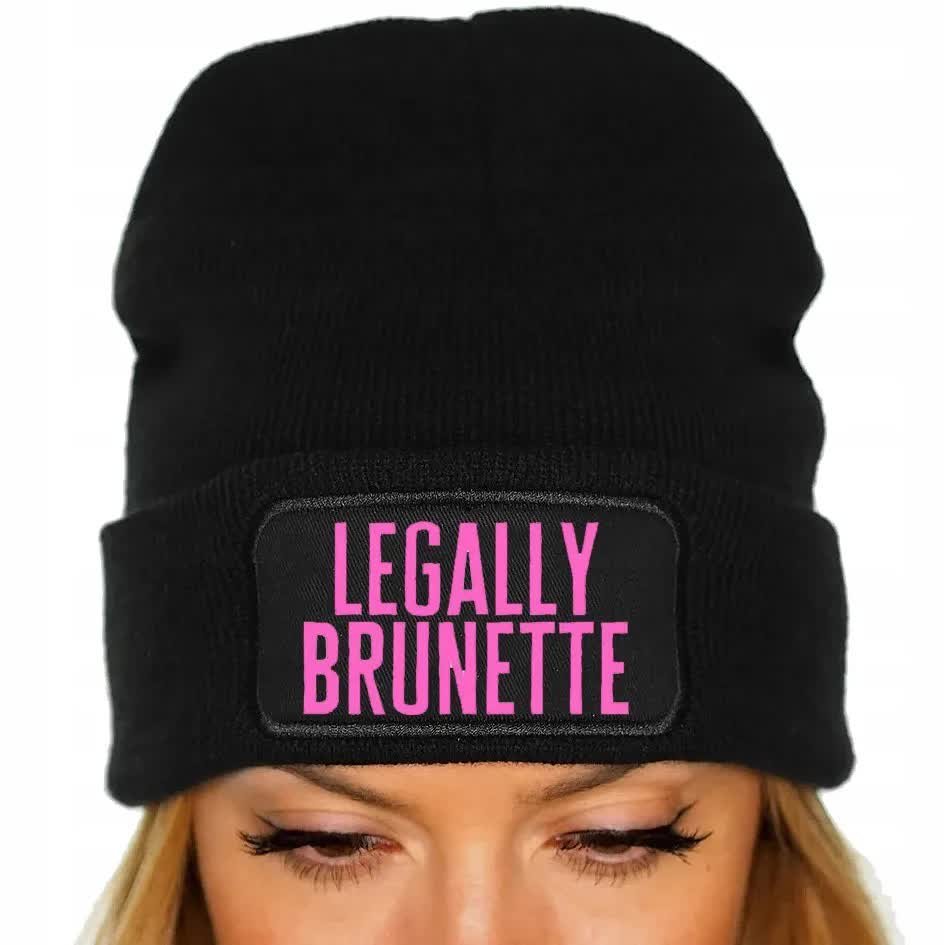 CZAPKA JESIENNA BAWEŁNIANA ZIMOWA CIEPŁA CZARNA BEANIE LEGALLY BRUNETTE WZ