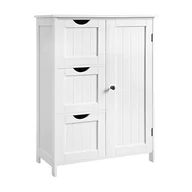 Szafki łazienkowe - Szafka łazienkowa, szafka podłogowa z 3 dużymi szufladami i 1 regulowana półka, 60 x 30 x 81 cm, biały BBC49WT - miniaturka - grafika 1