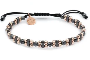 Bransoletka Hematytowa Rose Gold Na Czarnym Sznurku - Bransoletki - miniaturka - grafika 1
