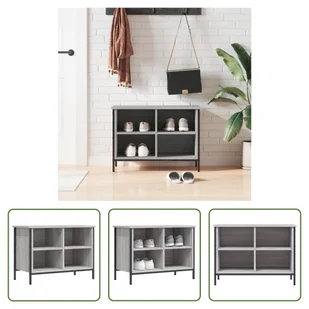 The Living Store Stojak na buty szary Sonoma 69x35x50 cm Materiał drewnopochodny - Szafki na buty The Living Store Stojak na buty szary Sonoma 69x35x50 cm Materiał drewnopochodny - Szafki na buty - miniaturka - grafika 1