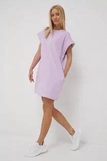 Sukienki - Deha sukienka bawełniana kolor fioletowy mini prosta - grafika 1