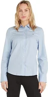 Koszule damskie - Tommy Hilfiger Damska koszula Organic Co Regular Ls Casual, Niebieski bryzowy, 58 - miniaturka - grafika 1