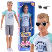 Zabawy w naśladowanie dorosłych - Anlily Lalka chłopak w spodenkach i podkoszulku + okulary ZA4304 - miniaturka - grafika 1