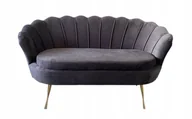 Sofy i kanapy - Sofa glamour muszelka 2ES szara nogi złote - miniaturka - grafika 1