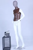 Manekiny wystawowe - AB+101W Manekin biały matowy lakierowany brązowy klatka piersiowa wysokiej jakości metalowa siatka głowa z metalową płytką mężczyzna - miniaturka - grafika 1