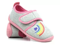 Buty dla dziewczynek - Miękkie kapcie, buty dziecięce z tęczą - BEFADO 902Y020, szare - Befado - miniaturka - grafika 1