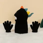 Czapki dla dzieci - TEMU 2 szt. Zestaw dla Chłopców Dinozaur Onesie Czapka + Rękawiczki Dwuczęściowy Zestaw Czapka Onesie Czapka z Szalikiem Nakrycie Głowy Dzianina - miniaturka - grafika 1