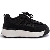 Sneakersy damskie - Buty Sportowe Damskie Sneakersy Na Platformie Czarne Wygodne Wiosenne Eleganckie 40 - miniaturka - grafika 1