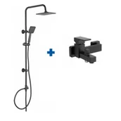 Zestawy prysznicowe - Deante Deszczownica natynkowa z baterią wannową czarna Boro Anemon NERZ N10M - miniaturka - grafika 1