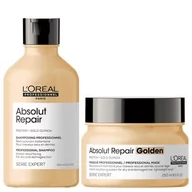 Zestawy kosmetyków damskich - Odbudowujący zestaw do włosów zniszczonych , szampon i maska L'Oréal Absolut Repair Gold - miniaturka - grafika 1