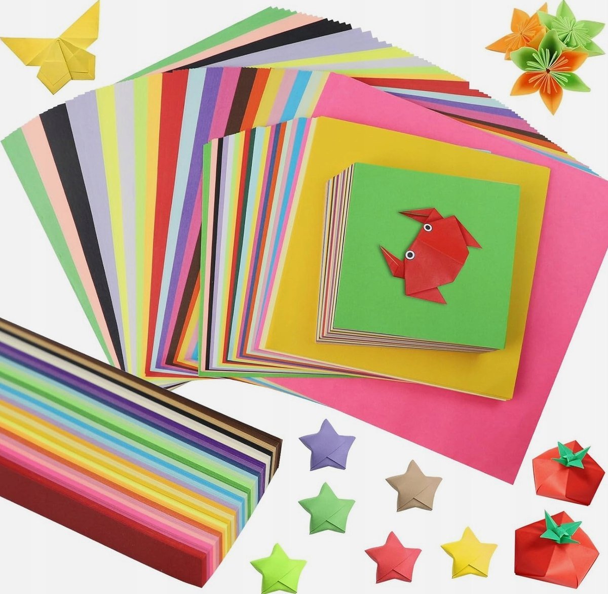 PAPIER ORNIGAMI 940 ARKUSZY 20 KOLORÓW RÓŻNE ROZMIARY DWUSTRONNY