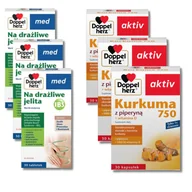 Układ pokarmowy - 3x Doppelherz® med Na drażliwe jelita, 30 tabletek + 3x Doppelherz® aktiv Kurkuma 750, 30 kapsułek ZESTAW - miniaturka - grafika 1
