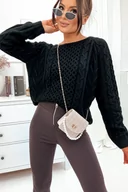 Swetry damskie - Sweter z wiązaniem na plecach Santi czarny - SHOPAHOLIC`S DREAM - miniaturka - grafika 1