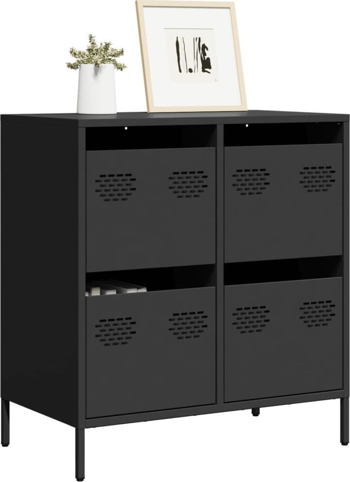 vidaXL Szafka, czarna, 68x39x73,5 cm, stal walcowana na zimno