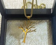 Wisiorki - Naszyjnik wisiorek xxxtentacion tree tatto tatuaż drzewo złote prezent - miniaturka - grafika 1