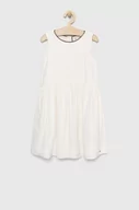 Sukienki i spódniczki dla dziewczynek - Tommy Hilfiger sukienka dziecięca kolor biały midi rozkloszowana - miniaturka - grafika 1