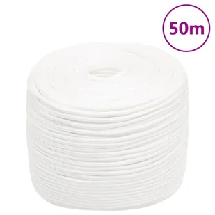 vidaXL Linka żeglarska, biała jednolita, 6 mm, 50 m, polipropylen - Żeglarstwo - miniaturka - grafika 1