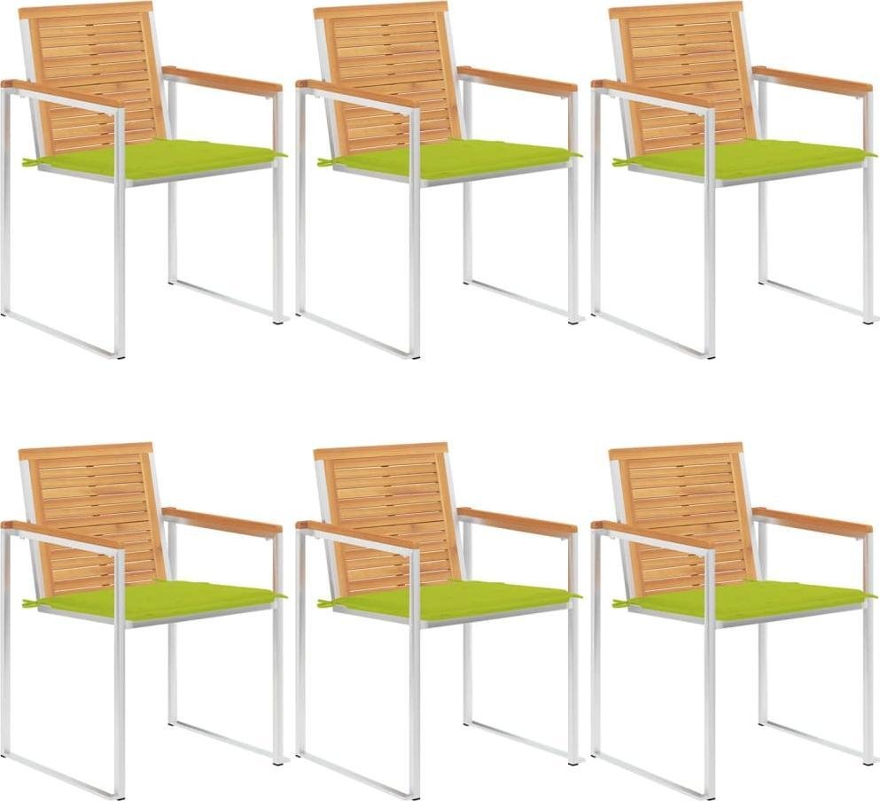 vidaXL Krzesła ogrodowe z poduszkami, 6 szt., lite drewno tekowe