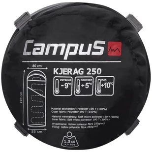 Śpiwór unisex Campus KJERAG 250 czarny CUL702123404 - Śpiwory - miniaturka - grafika 1