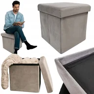 Pufy i podnóżki - Pufa Ze Schowkiem Siedzisko Tapicerowana Otwierana Perfect Toupe - miniaturka - grafika 1