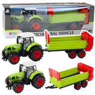 Samochody i pojazdy dla dzieci - Traktor Z Przyczepką Napęd Frykcyjny Otwierana Maska Drzwi Zielony LEAN Toys - miniaturka - grafika 1
