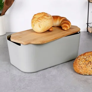 CHLEBAK Z DESKĄ BAMBUSOWĄ SZARY 259302 - Chlebaki - miniaturka - grafika 7