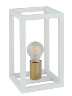 Sigma biała lampka stołowa metalowa klatka VIGO 50248 biało-złota lampa na stolik nocny 50248 - Lampy stojące - miniaturka - grafika 1