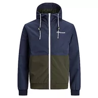 Kurtki męskie - Bestseller A/S Męska kurtka bomberka JJERUSH Hood Bomber NOOS, Navy Blazer/Detail:Rosin/White Blocking, S, Navy Blazer/Detail:rosin/white blocking - miniaturka - grafika 1