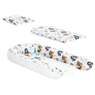 Kołdry i poduszki dla dzieci - Zestaw kokon niemowlęcy materacyk i poduszka 94x53 cm miś i lis - miniaturka - grafika 1