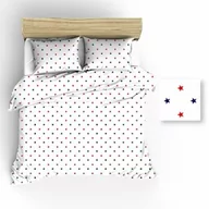 Pościel - Extrapościel Pościel bawełniana 150x200 R017 biała gwiazdki granatowe czerwone 46N 1 poszewka 50x60 - miniaturka - grafika 1