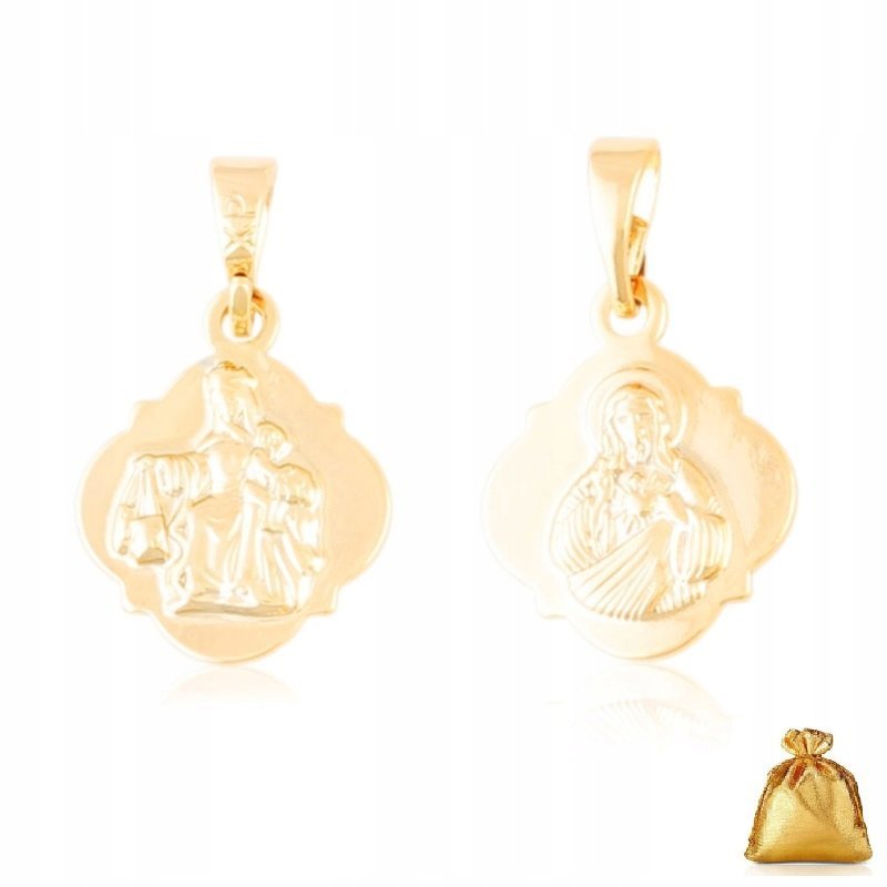 PIĘKNY MEDALIK DWUSTRONNY MAŁY SZKAPLERZ 18K STAL CHIRURGICZNA +