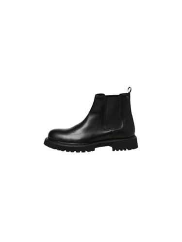 Jack&JONES JFWDIXON Leather Chelsea Boot męskie kozaki, antracytowe, 45 EU, antracytowy, 45 EU