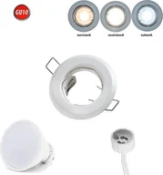 Żarówki LED - Reflektor wpuszczany GU10 rama wpuszczana Ø60mm otwór wiercony aluminium w komplecie GU10 3W żarówka LED biały matowy okrągły 240 lm chłodny biały - miniaturka - grafika 1