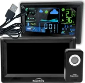 Stacje pogodowe - Stacja pogody pogodynka termometr budzik czujniki meteo czarna stacja pogody - miniaturka - grafika 1