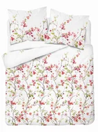 Pościel - Pościel satynowa 160x200 biała w różowe gałązki kwiatów – Satin Stories - miniaturka - grafika 1