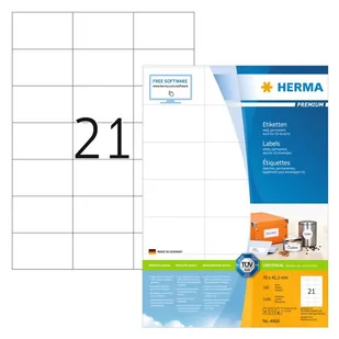 Herma Etiketten Premium A4 wei 70x42,3 mm Papier 2100 St. - 4668 - Etykiety do drukarek - miniaturka - grafika 1
