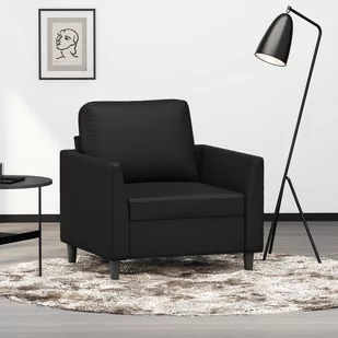﻿Fotel, czarny, 60 cm, obity sztuczną skórą - Krzesełka i taborety dla dzieci - miniaturka - grafika 1