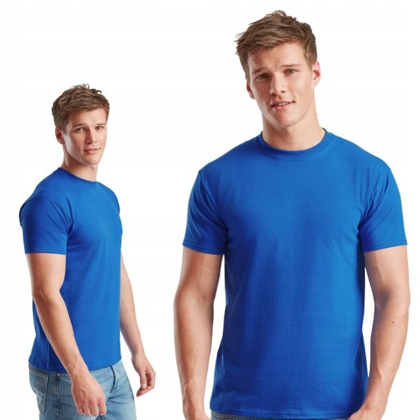 T-shirt Gruba Koszulka Męska 100% Bawełna Fruit Loom 610440 NIEBIESKI L