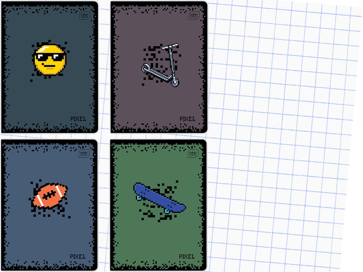 INTERDRUK Szkolny Zeszyt A5 KRATKA 16 Kartek w KRATKĘ Pixel MIX
