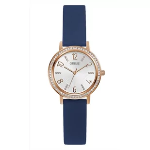 Zegarek Różowozłoty zegarek Guess Tri Luxe z granatowym paskiem GW0591L1 - Zegarki damskie - miniaturka - grafika 1