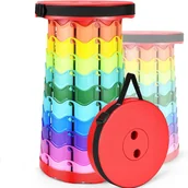 Zawiasy, okucia i inne akcesoria - Zestaw 2 składanych przenośnych stołków, regulowana wysokość 6,5-45 cm, odpowiednie do grillowania i podróży, kolor czerwony - miniaturka - grafika 1