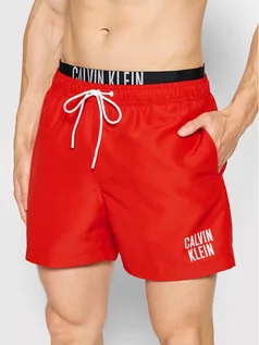 Kąpielówki męskie - Calvin Klein Swimwear Szorty kąpielowe Medium Double KM0KM00702 Czerwony Regular Fit - grafika 1