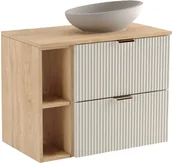 Szafki łazienkowe - Szafka Z Regałem Pod Umywalkę Nablatową Kaszmirowy + Orzech D3-H57 - miniaturka - grafika 1