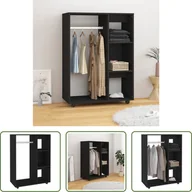 Szafy - The Living Store Szafa czarna 80x40x110 cm Materiał drewnopochodny - miniaturka - grafika 1