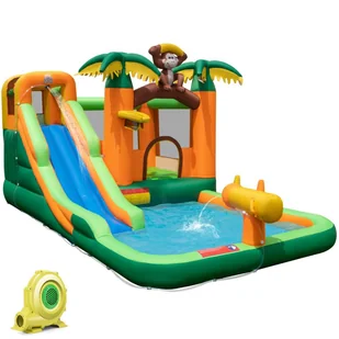 Dmuchany zamek wodny ze zjeżdżalnią i trampoliną - Place zabaw - miniaturka - grafika 1