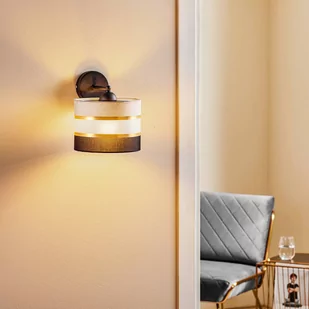 Kinkiet Helen wysięgnik tekstylny szaro-złoty - Lampy ścienne - miniaturka - grafika 2