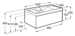 Roca Ona Zestaw umywalka meblowa 100x46 cm z szafką podumywalkową ciemny wiąz/biały A851686511 - odbiór osobisty: Kraków, Warszawa - Szafki łazienkowe - miniaturka - grafika 1