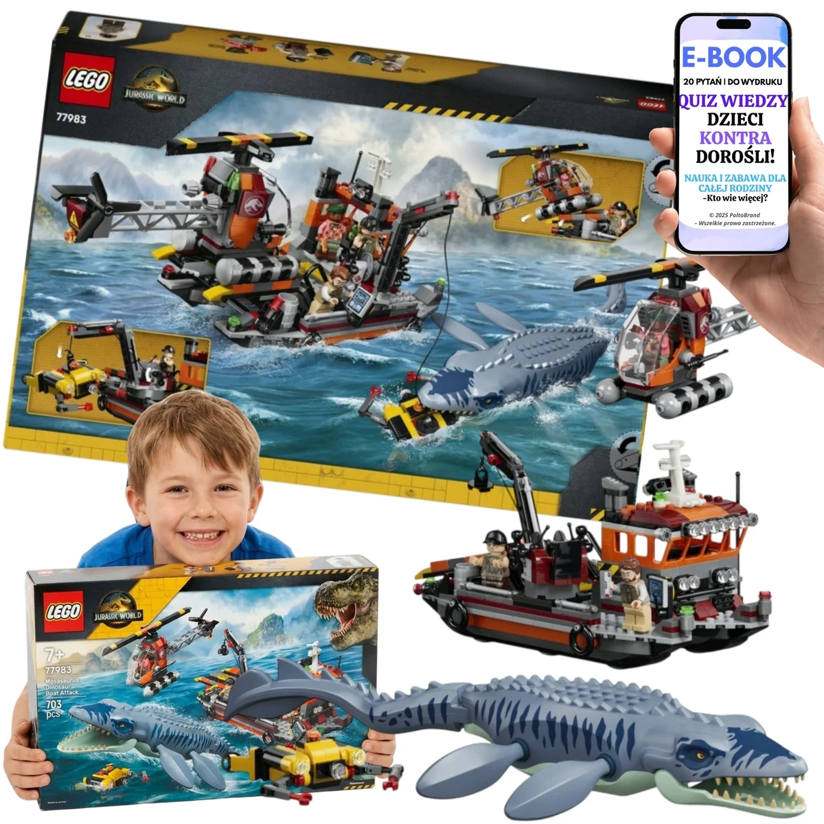 LEGO Jurassic World Atak Mozazaura Klocki Konstrukcyjne Prezent Urodzinowy Dla Dziecka 7+77983