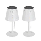 Lampy stojące - QAZQA Zestaw 2 lamp stołowych białych w tym LED 3-stopniowy ściemniacz ładowanie i energia słoneczna - Ferre - miniaturka - grafika 1