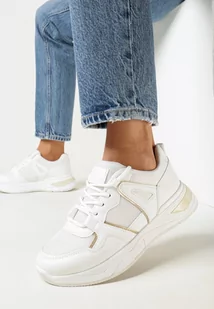 Białe Sneakersy na Płaskiej Podeszwie z Ozdobnymi Przeszyciami Ysabella - Sneakersy damskie - miniaturka - grafika 1
